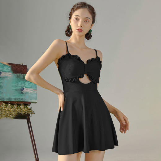 2023新款游泳衣女仙保守成人长袖温泉平角连体rbl25 商品图4