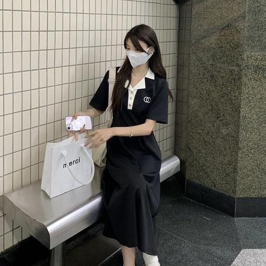 （清仓现货）【社群供G】2022小心机chic中长款polo领连衣裙涤纶2 商品图2