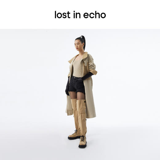 [捡漏价]lost in echo 设计师品牌风衣布抽绳拼接厚底过膝靴堆堆靴 商品图2