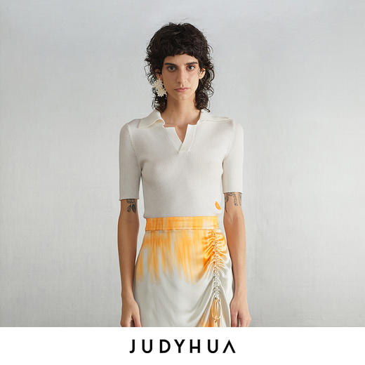 JUDYHUA 刺绣红唇Polo领针织上衣 商品图0