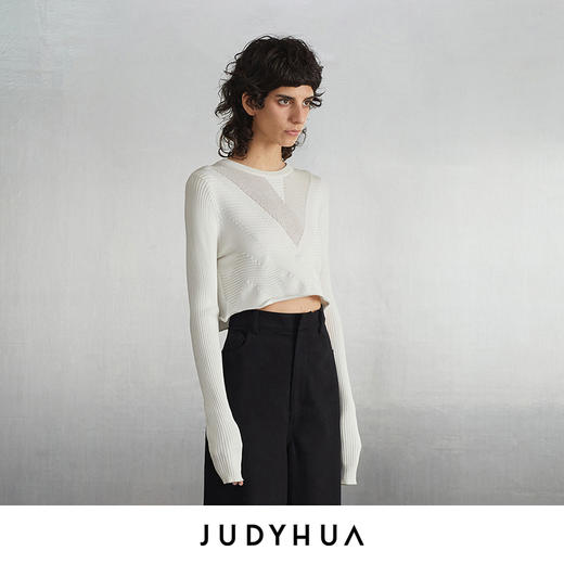 JUDYHUA 简短设计抽绳针织上衣 商品图1