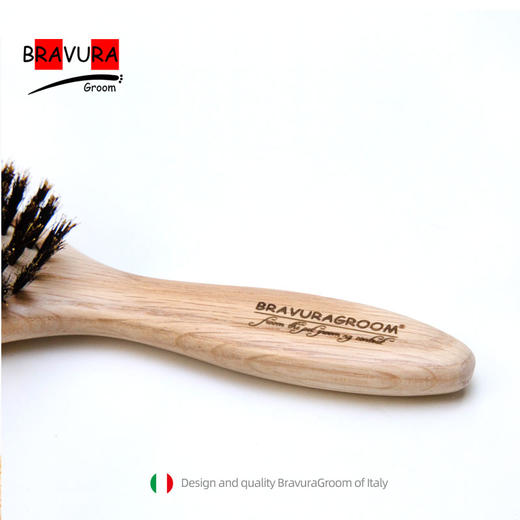 野猪鬃毛梳 RA-PRO专业级 西西里Sicilia 宠物美容橡木柄梳 意大利BravuraGroom 商品图3