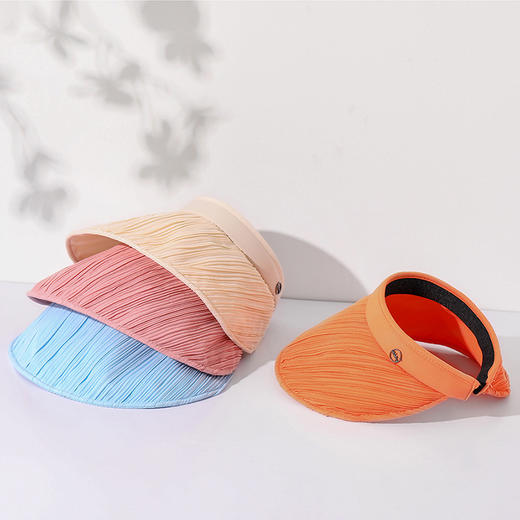 CT-M1882夏季新款皱皱纹理空顶帽日系简约潮流气质大檐纯色遮阳帽子显脸小 商品图1