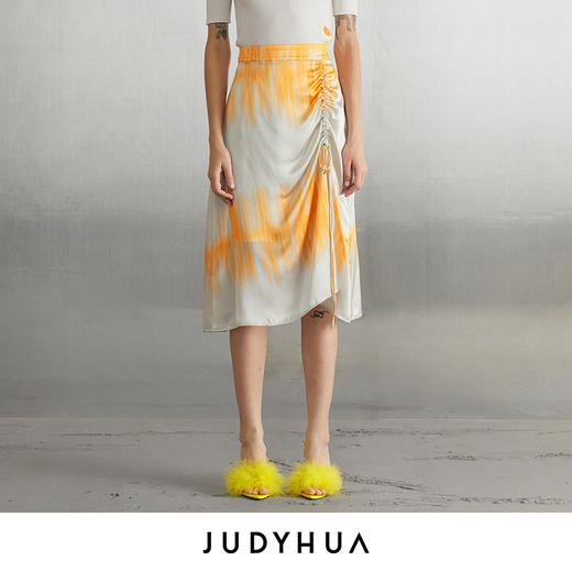 JUDYHUA 抽褶晕染真丝半裙JHC3B271 商品图0