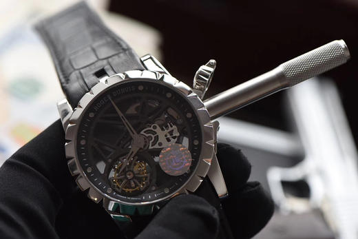 JB罗杰杜biEXCALIBUR王者系列白壳RDDBEX0393，45mm直径，皮表带，陀飞轮机芯，男士腕表，透底 商品图4