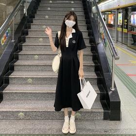 （清仓现货）【社群供G】2022小心机chic中长款polo领连衣裙涤纶2