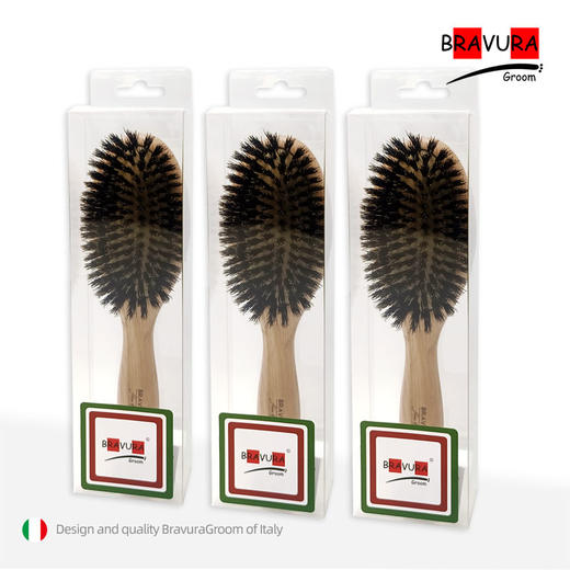 野猪鬃毛梳 RA-PRO专业级 西西里Sicilia 宠物美容橡木柄梳 意大利BravuraGroom 商品图4