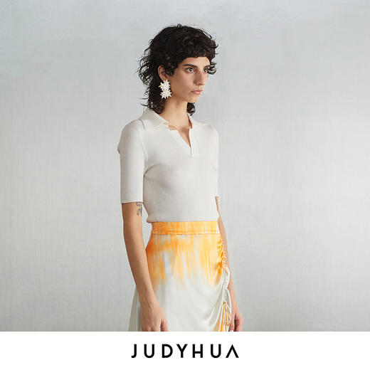 JUDYHUA 刺绣红唇Polo领针织上衣 商品图1