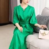 LX22033  2022夏季新款时尚新中式中袖V领系带葫芦（福禄）真丝提花连衣裙 商品缩略图3