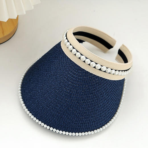 CT-M1859日系唯美风珍珠帽春夏新款韩版拼接空顶帽遮阳帽子女显脸小 商品图4