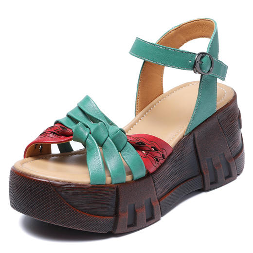 头层牛皮坡跟休闲凉鞋  YYQ-76988 商品图5