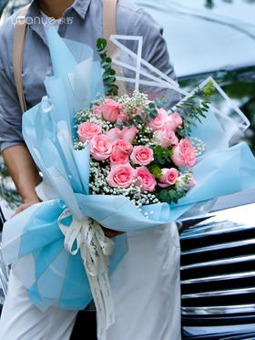 19朵粉玫瑰韩式花束