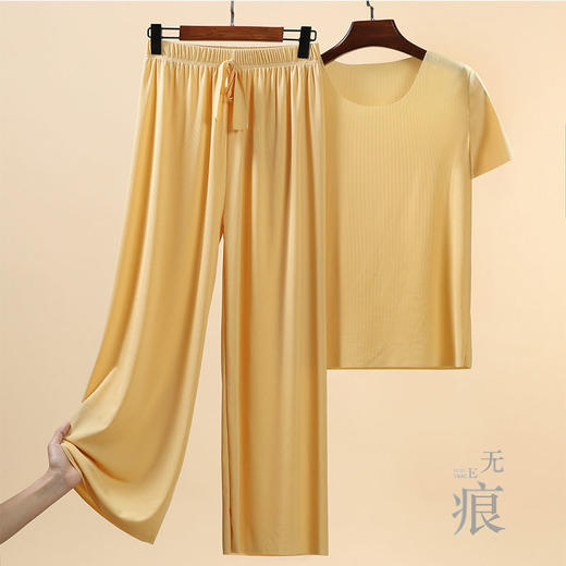 居家睡衣女夏休闲宽松冰丝家居服时尚外穿懒人套装网红阔腿裤rbl20 商品图3