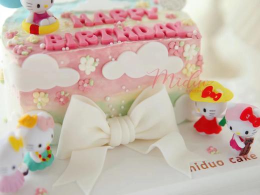 女孩款 Kitty乐园 少女心 粉色系 蝴蝶结 周岁 翻糖蛋糕 商品图2