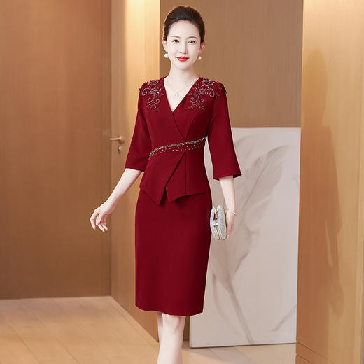 高贵时尚，新款婚宴礼服优雅妈妈装遮肚假两件喜婆婆连衣裙LC-2275 商品图0