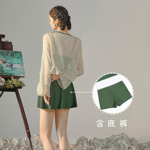 2023新款游泳衣女仙保守成人长袖温泉平角连体rbl25 商品图2