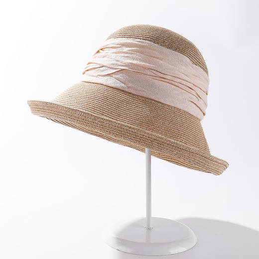 CT-M1876跨境夏季新款皱皱卷边细编帽户外遮阳透气大檐帽子工厂 商品图6