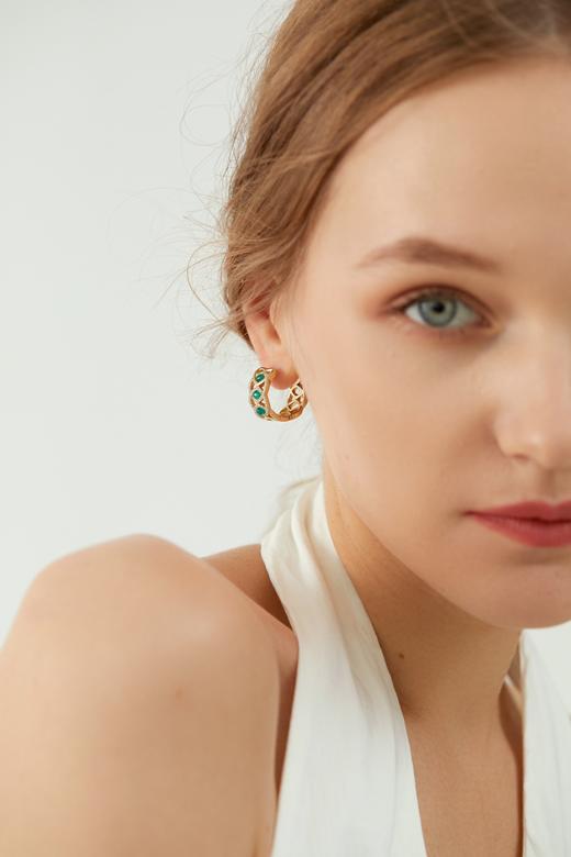 SOL DE VERANO Vintage Malachite 复古孔雀绿耳环 商品图3