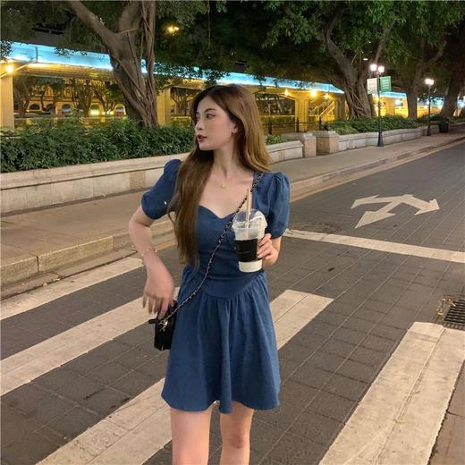 （清仓现货）【社群供G】2022夏季新款方领复古港风牛仔收腰公主连衣裙 商品图4