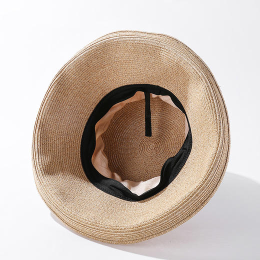 CT-M1876跨境夏季新款皱皱卷边细编帽户外遮阳透气大檐帽子工厂 商品图3