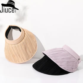 CT-M1882夏季新款皱皱纹理空顶帽日系简约潮流气质大檐纯色遮阳帽子显脸小