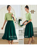 OLrain法式墨绿色半身裙女早秋2022新款高腰复古垂感百褶A字短裙 商品缩略图0