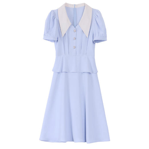 淑女拼接大领子珍珠扣时尚修身假两件荷叶边连衣裙HR-LJY-YY2231 商品图4