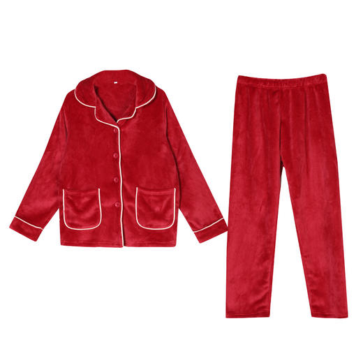都市丽人睡衣亲情蜜语双面法兰绒家居服新年本命年红品LH20A9 商品图7