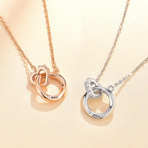 【浪漫造型，爱意惊喜】莫比乌斯项链，轻奢小众高ji设计，ins学生纯银双环锁骨链七夕情人节礼物 商品图3