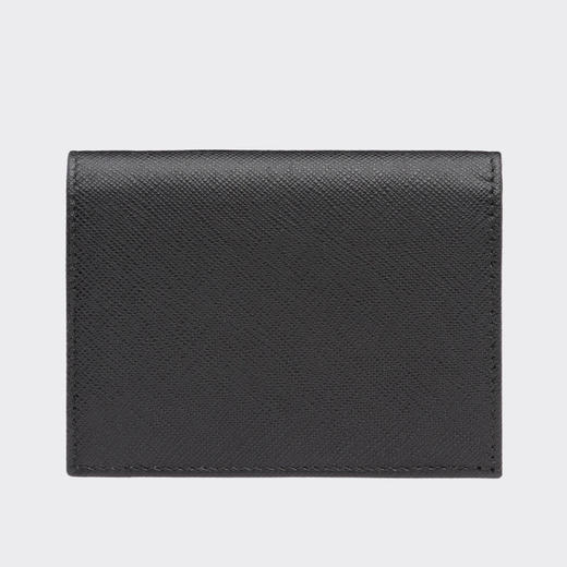 PRADA 普拉达 女士小号 Saffiano 皮革金属刻字徽标钱包 黑色 1MV204 QWA F0002 商品图1
