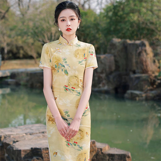 新款老上海复古改良，少女双层天丝棉旗袍HX-249 商品图0