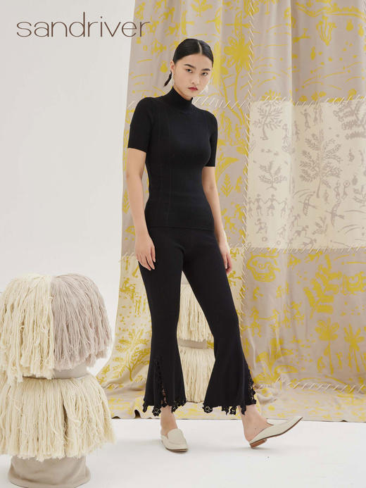 精纺钩花羊绒裤 SJF93W268N 商品图1