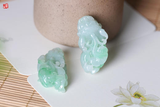一对天然翡翠【貔貅】吊坠 配精美挂绳 商品图2