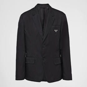 PRADA 普拉达 男士 Re-Nylon 再生尼龙珐琅金属三角徽标单排扣夹克西服 黑色 SD099 1WQ8 F0002
