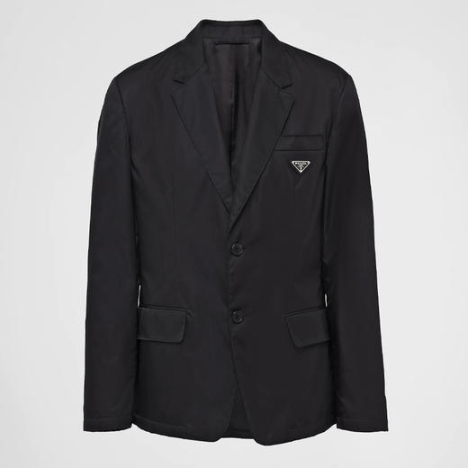 PRADA 普拉达 男士 Re-Nylon 再生尼龙珐琅金属三角徽标单排扣夹克西服 黑色 SD099 1WQ8 F0002 商品图0