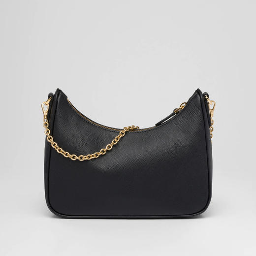 【二】PRADA 普拉达 女士 2005年再版 Saffiano 皮革珐琅金属三角形徽标三合一子母单肩包 黑色 1BH204 NZV F0632 V2M 商品图1