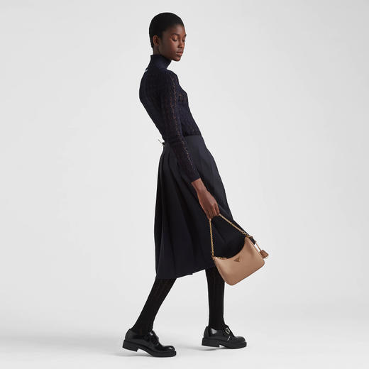 PRADA 普拉达 女士 2005年再版 Saffiano 皮革珐琅金属三角形徽标三合一子母单肩包 粉色 1BH204 NZV F0MUH V2M 商品图3