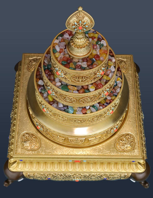 曼扎盘曼茶罗慧宝纯铜37堆供修西藏佛堂摆件八吉祥曼达盘托盘全套 商品图4