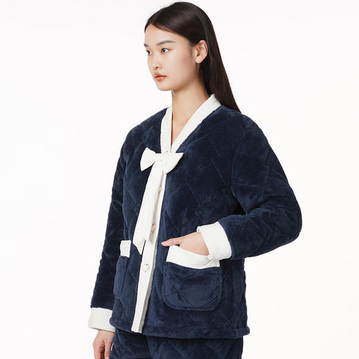 都市丽人舒适外出女士睡衣高端臻品长毛绒夹棉家居服LH21J2 商品图2