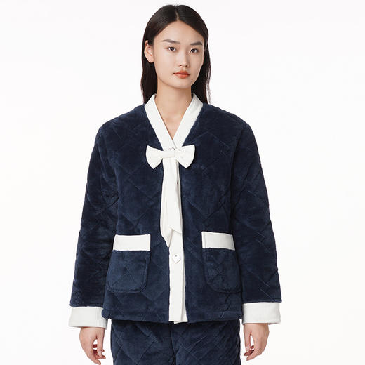 都市丽人舒适外出女士睡衣高端臻品长毛绒夹棉家居服LH21J2 商品图1