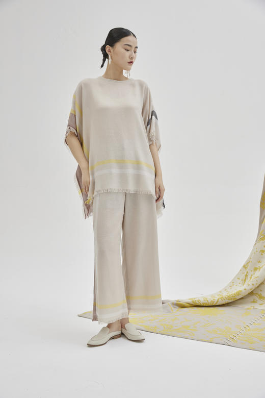 圆领撞色斗篷上衣  SJS94W073W 商品图0