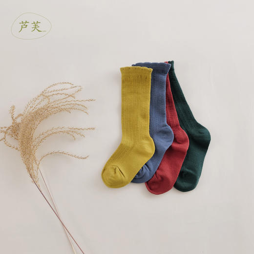 【马克珍妮 芦芙】春装 女童莫兰迪色纯棉花边袜子221813 商品图0