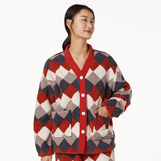 都市丽人舒适外出女士睡衣高端臻品米粒绒家居服新年本命年红品LH21L4 商品图2