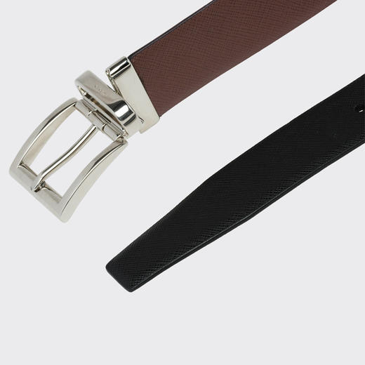 【三】PRADA 普拉达 男士 Saffiano 皮革雕刻普拉达标志双面腰带 黑色 2CC004 053 F00XF 商品图1