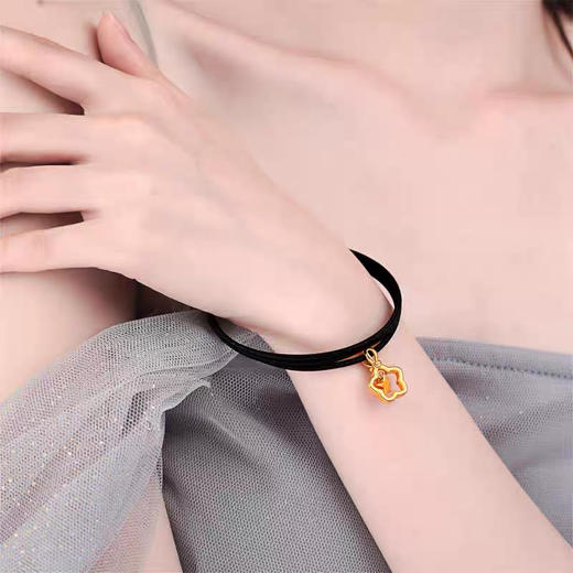 可调节磁性吸金绳磁力绳项链黑绳穿转运珠吊坠配绳原创设计男女可调节手链棉吸金绳长约58.5cm（不包含绳子上面黄金配件） 商品图7