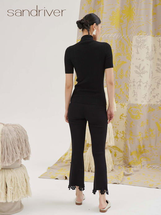 精纺钩花羊绒裤 SJF93W268N 商品图3