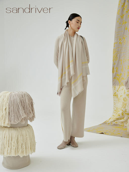 边框撞色羊绒围巾 SJF93P707A 商品图0