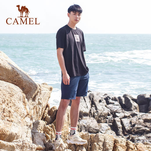 骆驼户外速干裤男女同款2025春夏新款短裤凉爽透气时尚潮流宽松休闲裤男 7662251001_7662252001 商品图2