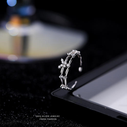 【喃语】S925银双层闪钻蝴蝶冷淡风开口戒指【YXS-K1184】 商品图2