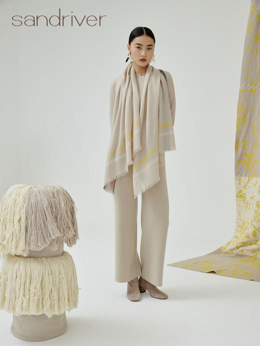 边框撞色羊绒围巾 SJF93P707A 商品图1